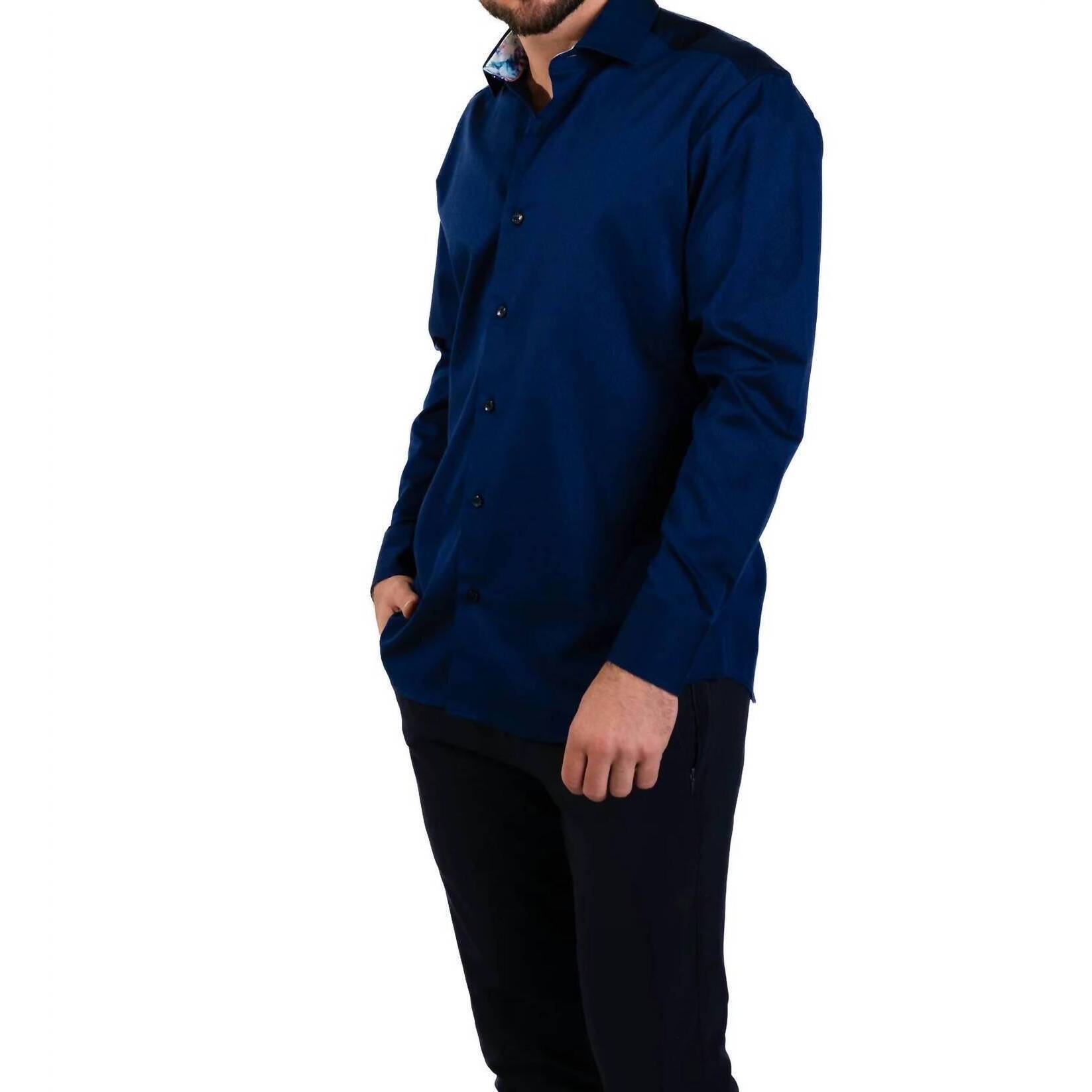 New Masutto Plus York/92 Long Sleeve Button Down Shirt In Blue